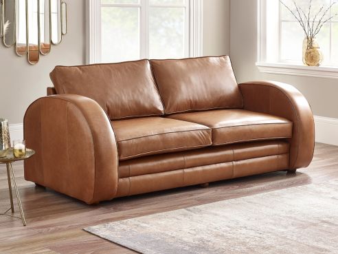 Art Deco Tan Leather Sofa