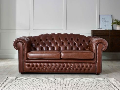 Ashford Brown Leather Chesterfield Sofa