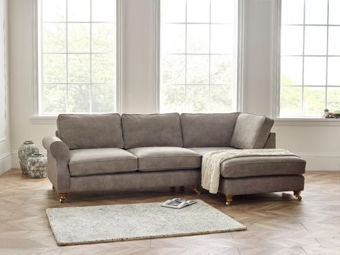 Churchill Grey Leather Chaise Sofa