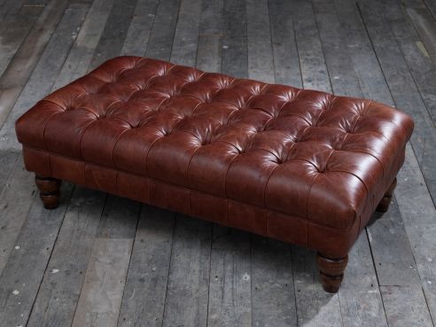 Crompton Leather Chesterfield Footstool