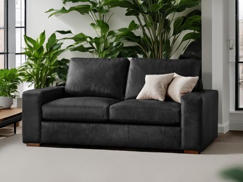 Cuba Black Leather Sofa