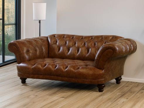 Lyme Vintage Tan Leather Sofa