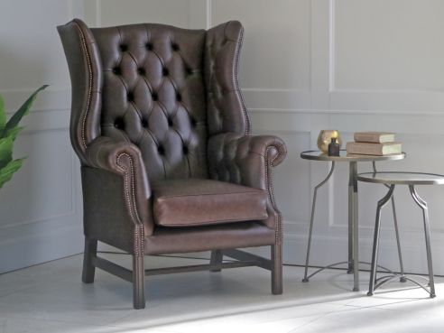 Manchester Leather High Wingback Chair