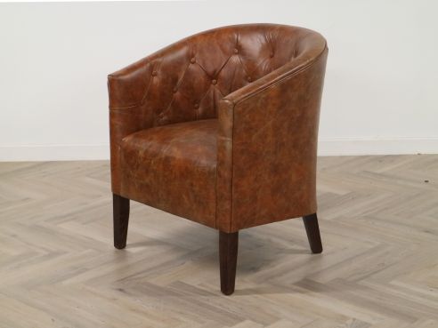 Padstow Leather Buttoned Tub Chair