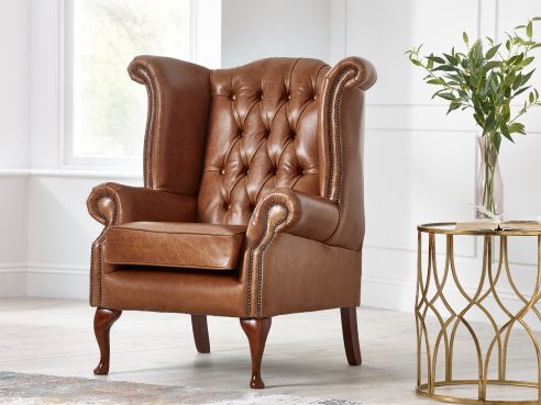 Scroll Wing Leather Chair