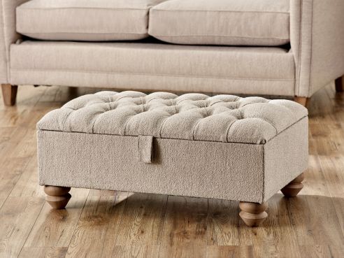 St Edmund Fabric Storage Buttoned Footstool