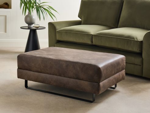 Wellington Leather Modern Footstool